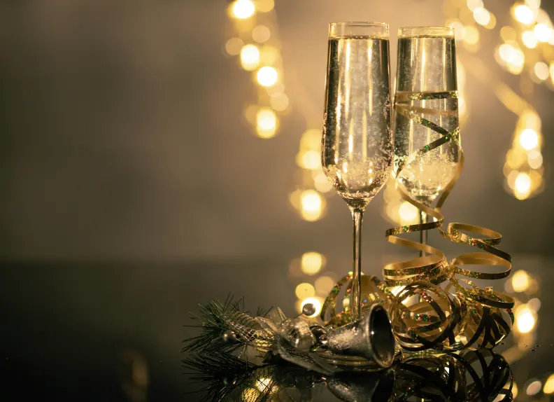 coupe de champagne pour une fête de fin d'année