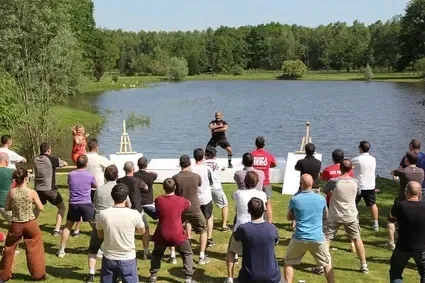 Photo of a team building activity